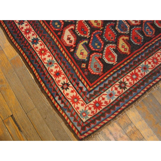 1890s Brown Paisley Antique Caucasian Karabagh Rug 3'10" X 6'9" Handknotted Wool Carpet For Sale - Image 4 of 5