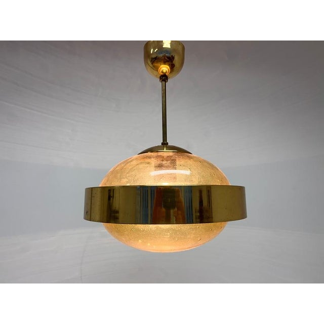 Gold Mid-Century Space Age Brass and Glass UFO Pendant from Kamenicky Senov, 1970s For Sale - Image 8 of 9