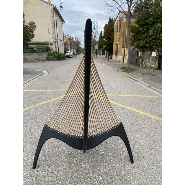 Black Harp or String Armchair by Jorgen Hovelskov for Mobelhandvaerk, 1963 For Sale - Image 8 of 8