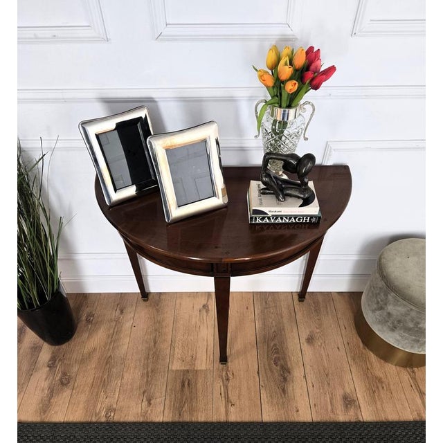 1960s Mid-Century Italian Demi Lune Wall Console in Wood with Hidden Drawers, 1960s For Sale - Image 5 of 10