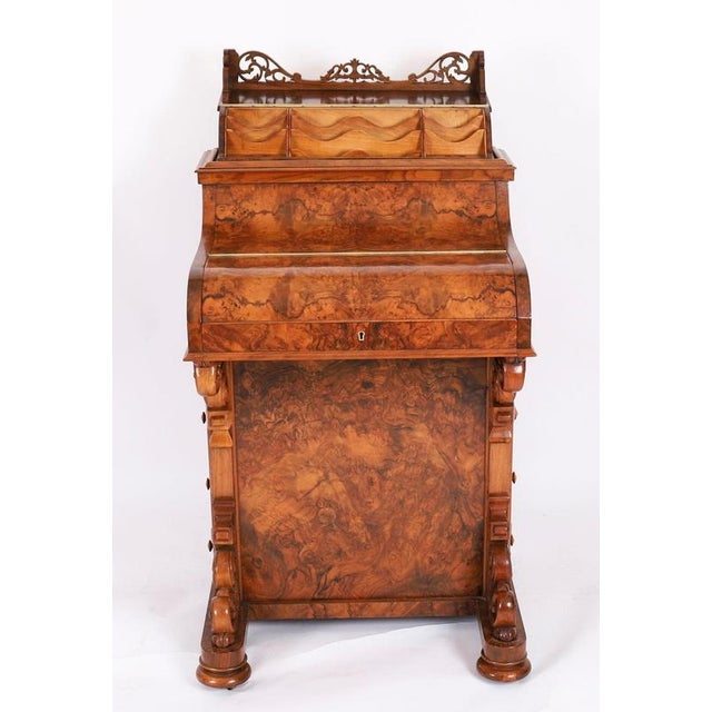 Antique 19th Century Victorian Burr Walnut Pop Up Davenport Desk, 1860s For Sale - Image 9 of 18