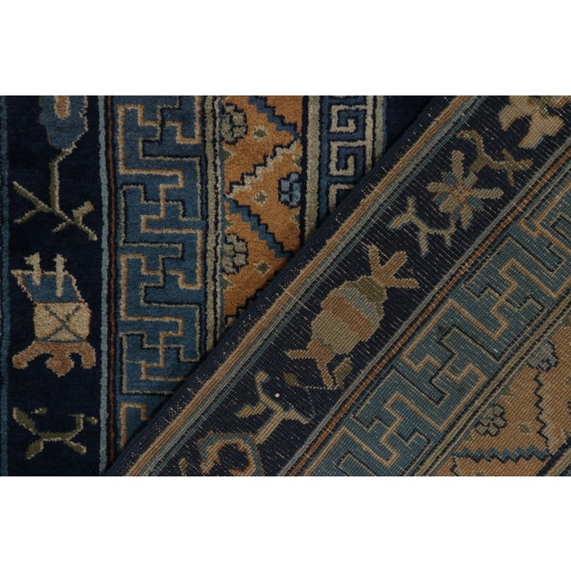 Navy Blue Antique Samarkand Art Deco Rug in Navy Blue With Medallions by Rug & Kilim For Sale - Image 8 of 8