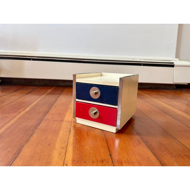 Vintage Mid Century Modern Miniature Two Drawer Storage Cabinet Made in Japan For Sale - Image 4 of 6