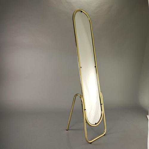 Metal Oval Floor Mirror in Gold Metal, 1980s For Sale - Image 7 of 7