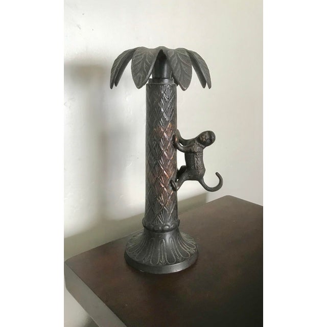 Metal Climbing Monkey Palm Tree Candleholder Chairish