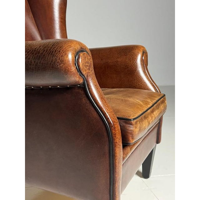 Wingback Club Chair in Sheep Leather For Sale - Image 13 of 18