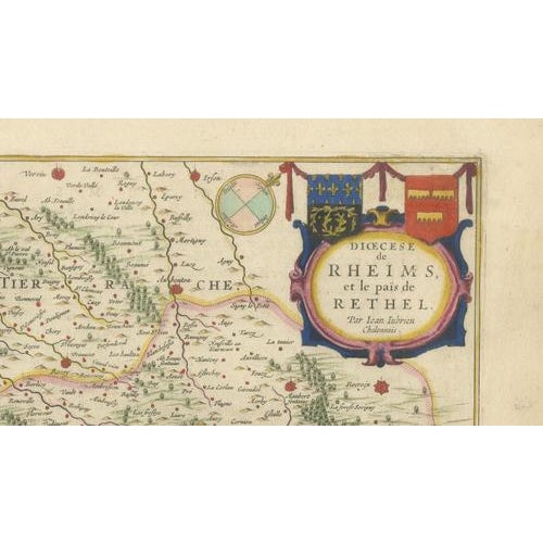 Antique Map of Reims and Rethel from Blaeu, France, 1642 For Sale - Image 4 of 11