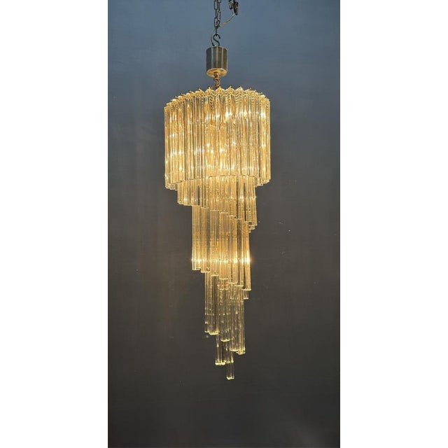 Large Murano Glass Trilobi Chandelier, Italy, 1960s For Sale - Image 4 of 12