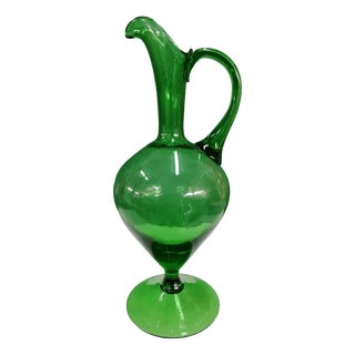Hand-Blown Glass Jug Vase attributed to Taddei for Empoli For Sale