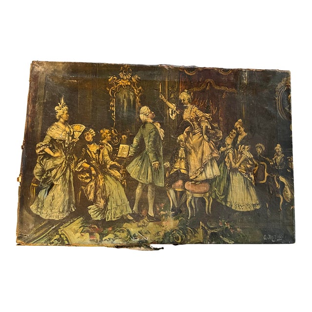 19th Century Oil on Canvas Painting of Possibly French Society Party For Sale