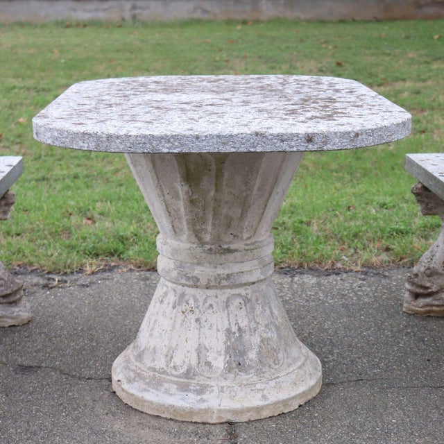 Garden Set with Table and Two Benches, Set of 3 For Sale - Image 5 of 13