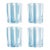 Riviera Blue Striped Italian Murano Glass Lowball Glasses With Scalloped Rim Set of 4 For Sale