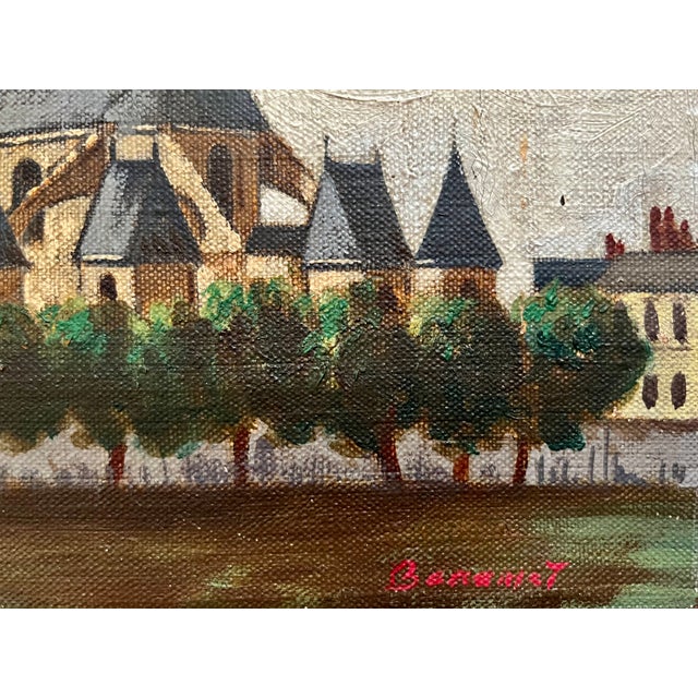 1950s 1950's Framed Original Oil Landscape-Nemours, France-Signed For Sale - Image 5 of 7