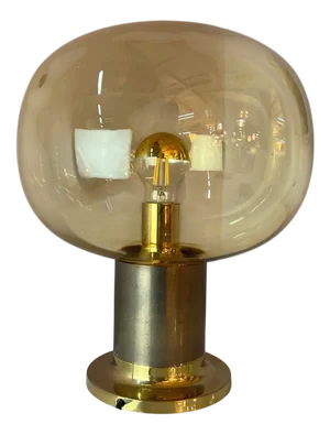 Table Lamp in Brass and Mouth-Blown Glass