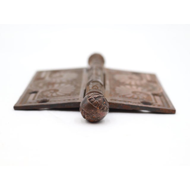 Victorian Antique Victorian 4.5 X 4.5 In. Copper Plated Cast Iron Door Hinge For Sale - Image 3 of 4