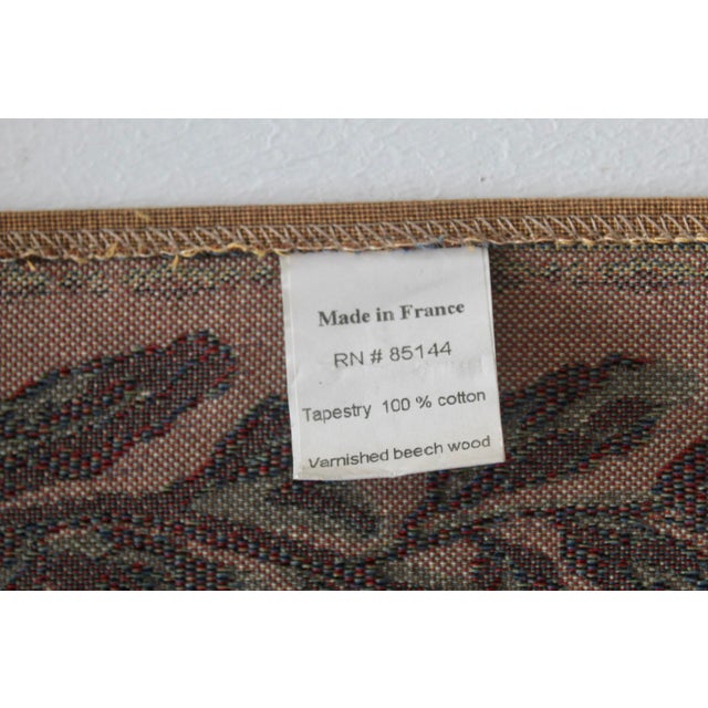 Vintage French Beechwood and Tapestry Folding Luggage Rack Nailhead Detail For Sale - Image 18 of 18