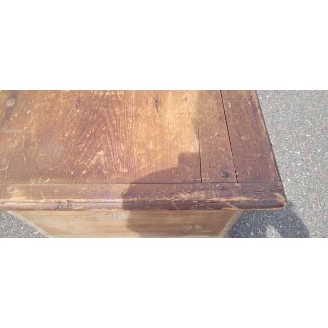 Rare 18th century American pine blanket chest. Measuring 50 in wide by 22 in deep and 20 in tall. In very good condition...