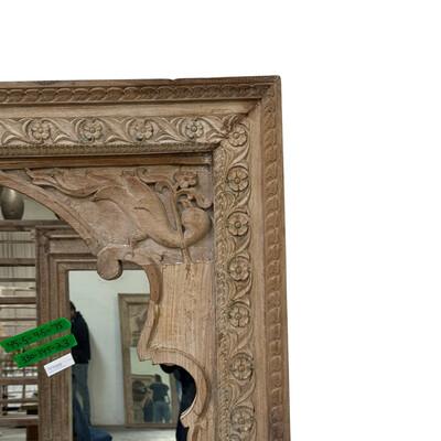 Indian Antique Indian Carved Wooden Mirror For Sale - Image 3 of 6