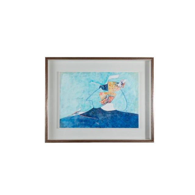 1960s Gianni Dova, Figure with White Headdress, 1960, Mixed Media on Paper For Sale - Image 5 of 5
