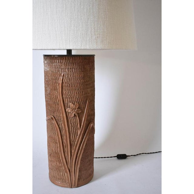 Vintage Cylinder Ceramic and Stoneware Lamp, 1950s For Sale - Image 3 of 6