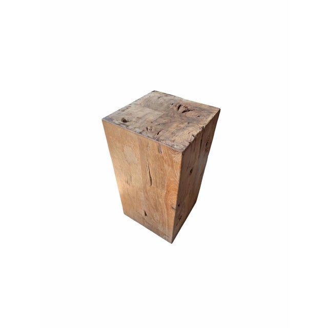Contemporary Teak Wood Pedestal Crafted in Java, Indonesia For Sale - Image 3 of 6