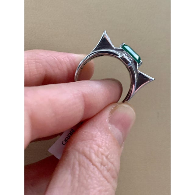 4 Carat Emerald Cut Natural Emerald & 1 Ct Diamond 14 Karat Gold Cocktail Ring For Sale - Image 11 of 18