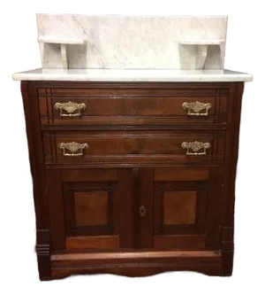 Antique Victorian Washstand Cabinet, Marble Top