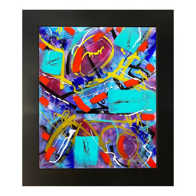 2026 Mark Lewis (Cy Young Descendant) Original Abstract "Electric Harmony" on Acrylic Glass For Sale