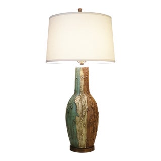1960s Massive 40" Brutalist Sculpture Lava Drip Studio Art Pottery Table Lamp For Sale