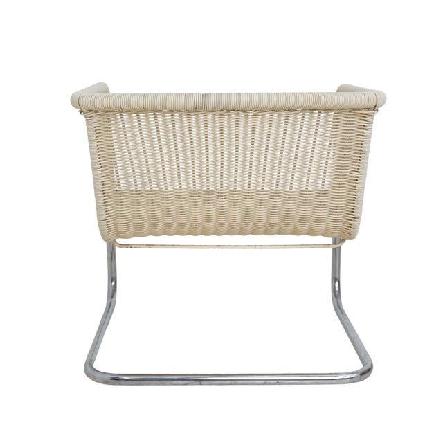 Mid 20th Century Pair of Woven Rattan Armchairs For Sale - Image 4 of 6