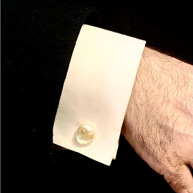 Fine Quality Freshwater Pearl Diamond Cufflinks 14k Gold Designer Certified $2,490 011916 This is a Unique Custom Made...