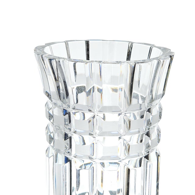 Brutalist Soviet Brutalist 24% Lead Crystal Vase Cubist Hand-Cut Geometric Design Ussr Modernist Glass For Sale - Image 3 of 10