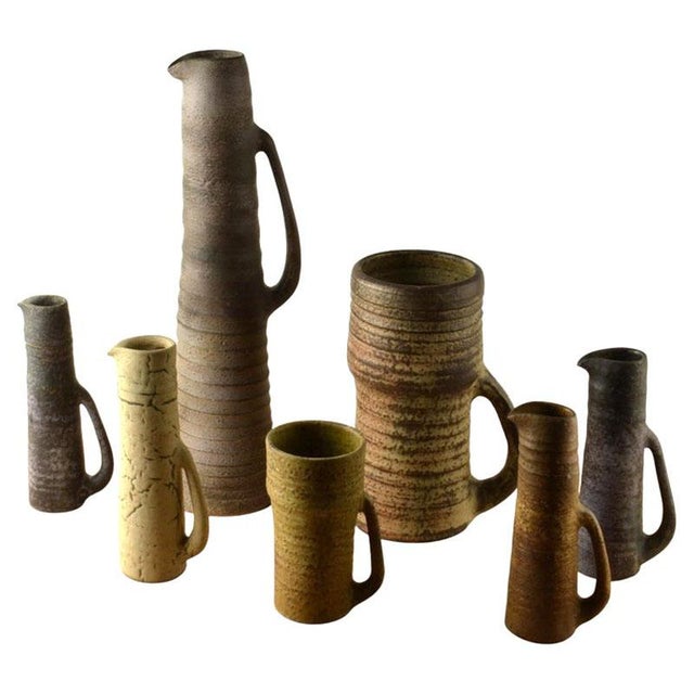 Mid-Century Ceramic Studio Vases in Muted Colors, Set of 7 For Sale - Image 18 of 18