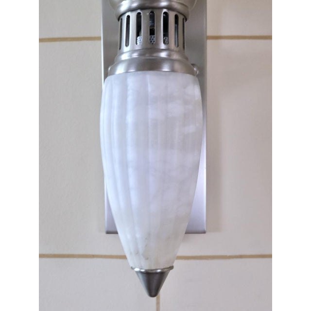 Art Deco Sconces with Alabaster Bowls and Illuminated Cones, 1990s, Set of 2 For Sale - Image 9 of 17