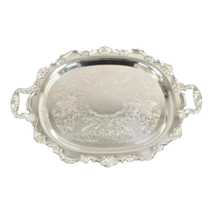 Mid 20th Century Epca Bristol Silverplate by Poole 145 Silver Plated Victorian Style Serving Tray