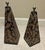Pair of black pyramid obelisks with chinoiserie pattern with engraved in gold and silver. Black lacquer crackle finish...