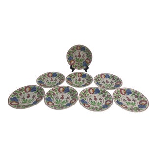 Antique Stick Spatter Spongeware Handpainted Plates - Villeroy & Boch - Set of 8 For Sale
