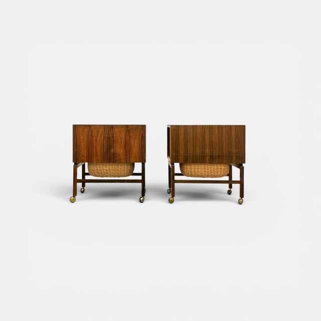 Rosewood Sewing Tables attributed to Erling Torvits, 1960s, Set of 2 For Sale - Image 7 of 7