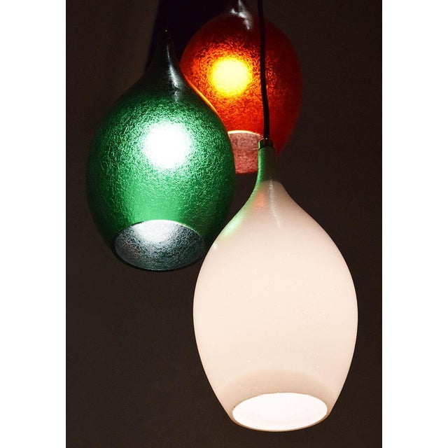 Etched Glass 3-Light Chandelier by Flavio Poli for Seguso Vetri d'Arte, 1950s For Sale - Image 6 of 9