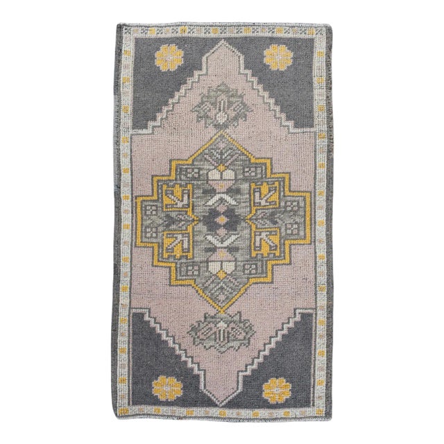 Oriental Hand Knotted Vintage Turkish Mini Rug 1'9" x 3'2" For Sale