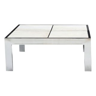 Leon Rosen for Pace Collection Coffee Table in Steel With Portuguese Marble Top For Sale
