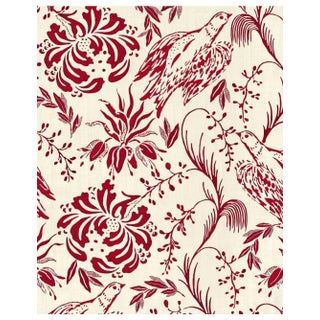 Mind the Gap Folk Embroidery Crimson Wallpaper For Sale