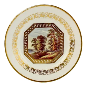 Antique English Porcelain Topographical 'Near Derby' Plate