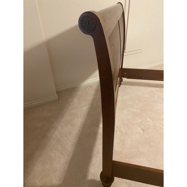 Wood Ethan Allen British Classics Queen Sleigh Bed With Low Footboard "Cayman" Late 20th Century Excellent Mint Condition For Sale - Image 7 of 12