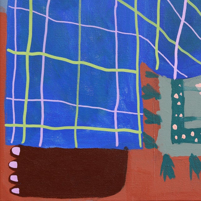 Textile A Soft Place to Land - Color Drenched Feminine Figurative Still Life Artwork by Courtney Simone For Sale - Image 7 of 9
