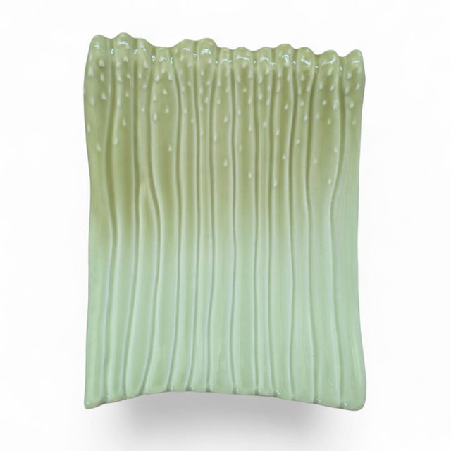 Mid-Century Modern 1970s California Pottery Green Asparagus Bundle Ceramic Platter For Sale - Image 3 of 11
