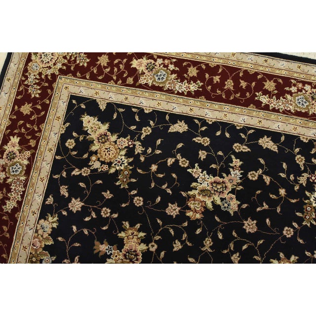 Tabriz Rug 5’9” X 9′ Blue Wool/Silk Traditional Hand-Knotted Oriental Carpet For Sale In Philadelphia - Image 6 of 15