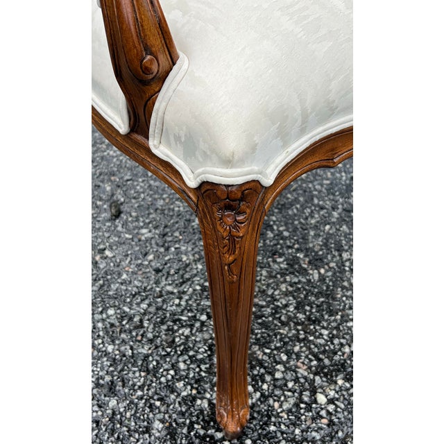 Wood Louis XV Style Carved Walnut Fauteuil Chair For Sale - Image 7 of 10