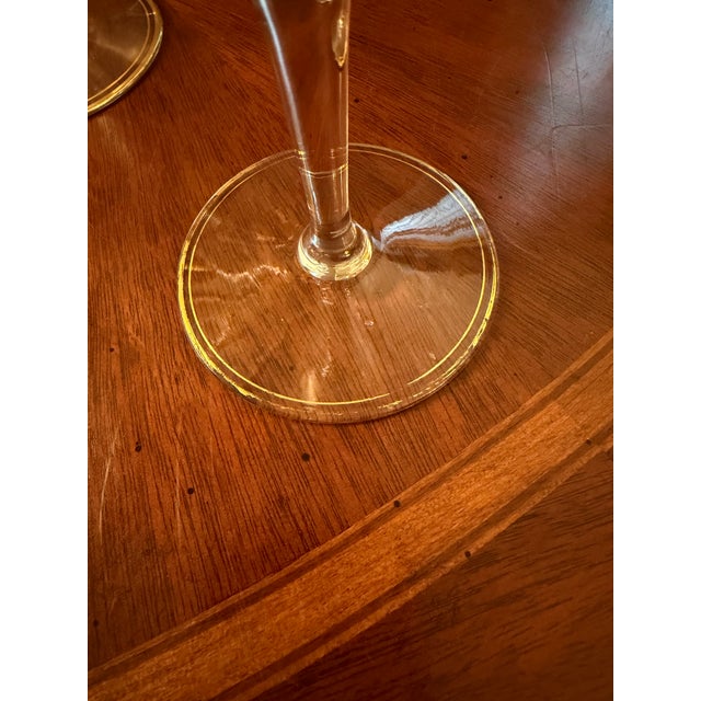 Antique Cambridge Etch 701 - 7" Water Goblets - Etched W/Gold Bands - Set of 8 For Sale - Image 6 of 18