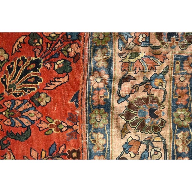 Ruby Red 1920s Red Floral Medallion Antique Persian Bijar Rug 4' 9'' X 7' 2" Knotted Wool Carpet For Sale - Image 8 of 9